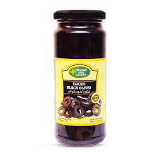 Virginia green garden sliced black olives 340g