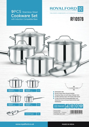 [A14149] Royalford Cookware 9pcs Rf10978