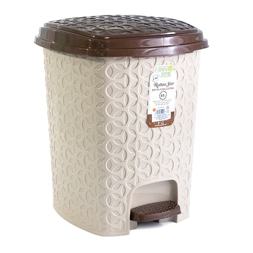 [A15253] Poly Time Rattan Star Pedal Dustbin 22l E-249