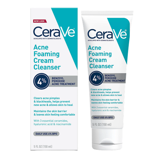 [A19464] Cerave Acne Foamin Cream Cleanser Benzoyl 150ml