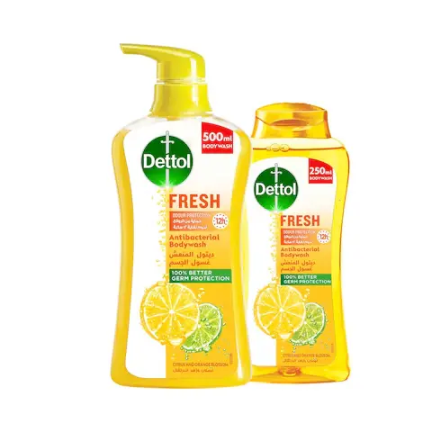 [A26717] Dettol fresh antibacterial body wash 500ml 250ml