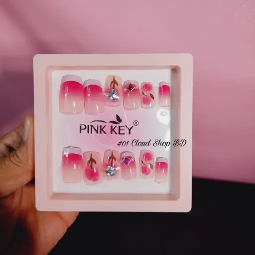 [A26990] Pink Key Artifivial Nails 12pc no:TP-17