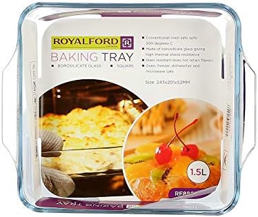 Royalford Borosilicate Glass Aquare Baking Dish 1.5l Rf2702
