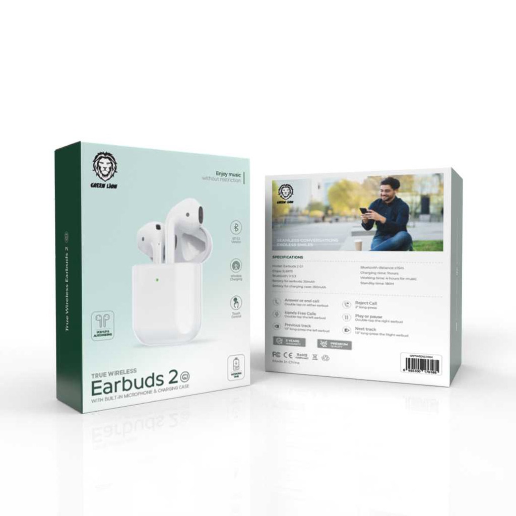 Green Lion True Wireless Earbuds 2 Microphone & Charging Case