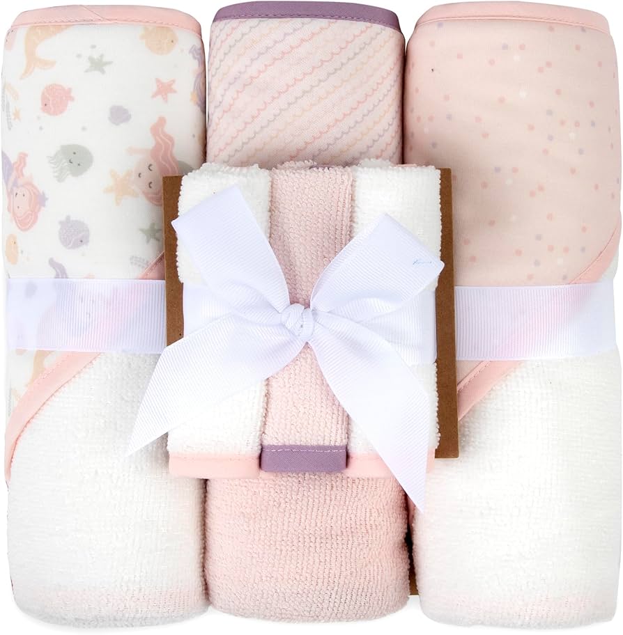 Snugly Baby 3 Hooded Towels +3Washcloths 6piece Set DT169