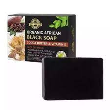 Organic african black soap cocoa butter&vitamin e 200g