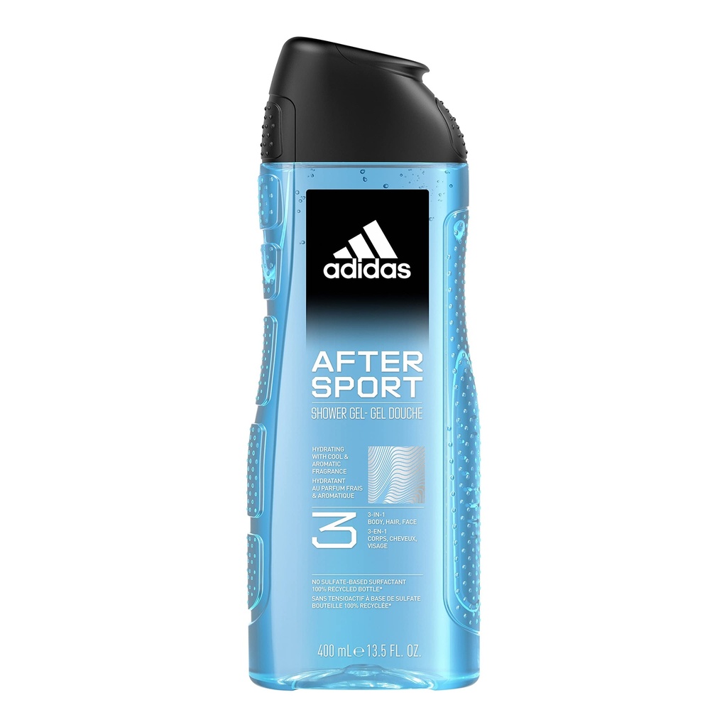 Adidas After Sport Shower Gel 3in1 Body Hair Face 400ml