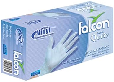 Falcon blue vinyl examination gloves medium