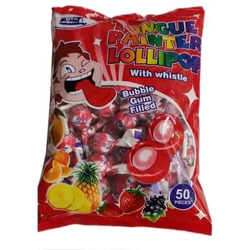 Tikku Tongue Painter Lolipop Bubble Gum Filled 50pc