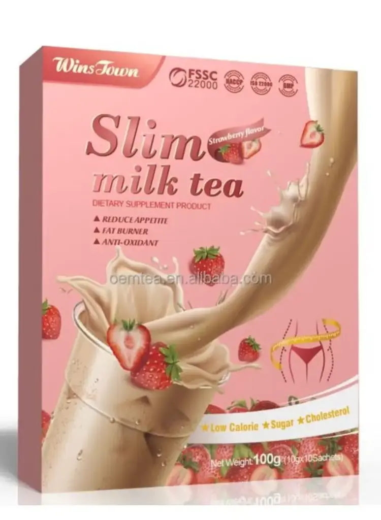 Slim Milk Tea Strawberry Flavar Low Calorie 100g