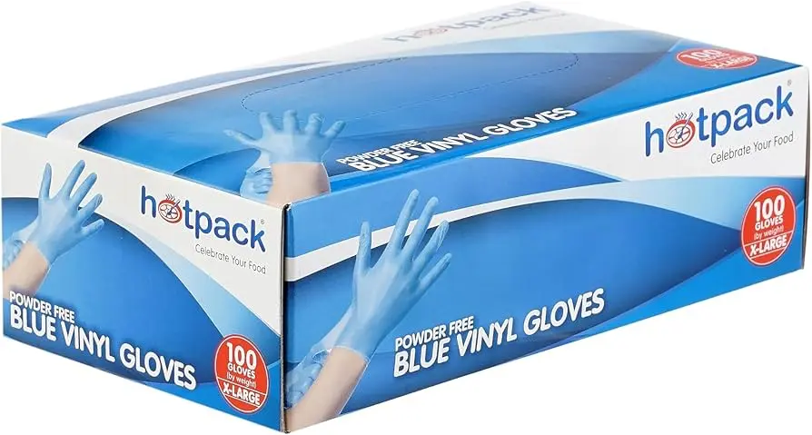 Hot pack Blue Vinyl Large Gloves 100pc
