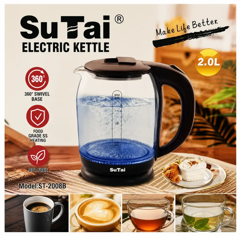 SuTai Electric Glass water kettle 2Ltr ST-2088