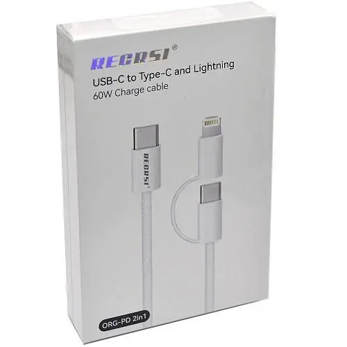 Recrse USB to C and lightning 2in 1 60W 