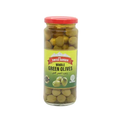 [A12980] Swiss garden pitted green olives 340g