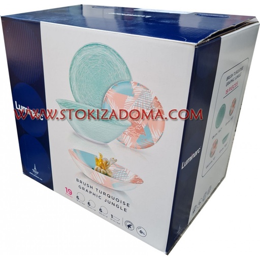 [A13278] Luminarc Brush Turquoise Graphic Jungle 19pcs