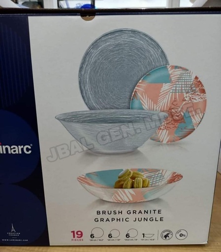 [A13299] Luminarc Brush Granite Graphic Jungle 19pcs