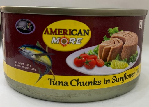 [A13607] American More Tuna Chunks In Sunflower Oil 185g
