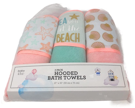 [A22056] Baby Kiss 3 pack Hooded Bath Towels DT-102