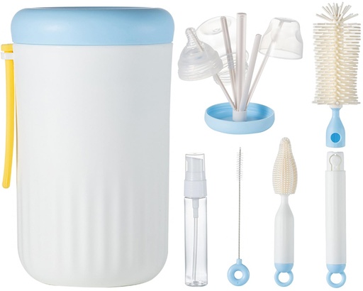 [A22591] Travel Bottle Cleaner Kit, 6-in-1 Baby Bottle Brush with Silicone BML-3015