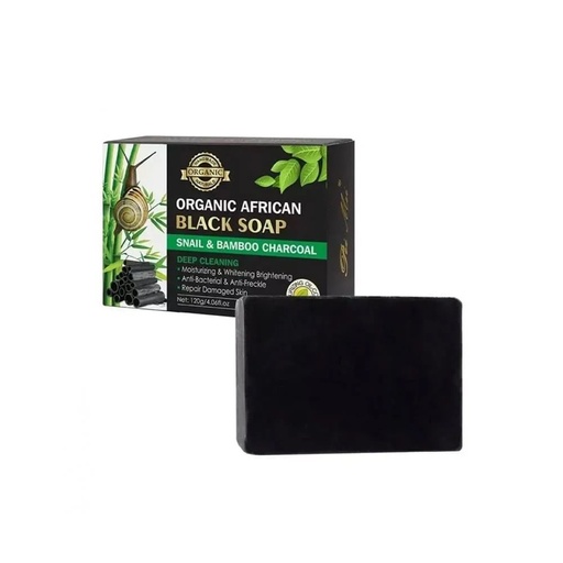 [A25455] Organic African Black Soap Snail & Bamboo Charcoal 120g