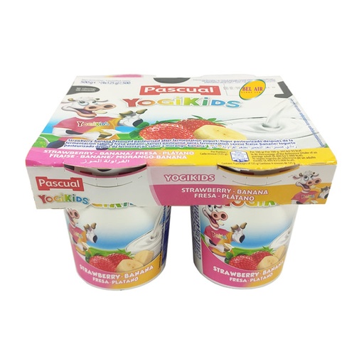 [A25728] Pascual yogikids Strawberry banana Yoghurt 480g (4x120g)