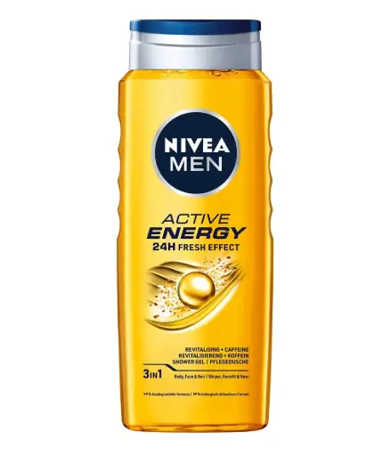 [A26122] Nivea Men Active Energy 24H Shower Gel 3IN1 500ML